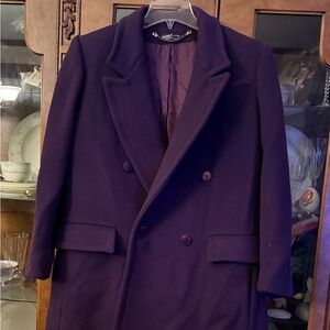Harve Benard Purple Double-Breasted Wool Coat Size 14Petite